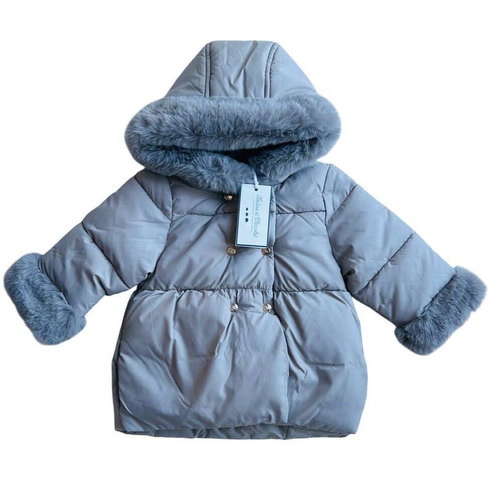 Tartine Et Chocolat Infant Baby Girl's Jacket Coat Faux Fur Trim 12 Mo (1A) NWT